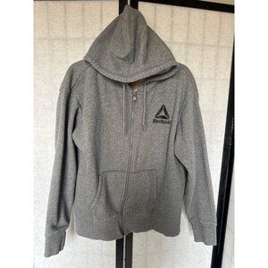 Reebok Mens XL Full-Zip Hoodie Heather Gray Casual Fit Cotton/Poly Blend